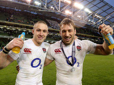 Mike Brown and Chris Robshaw of England