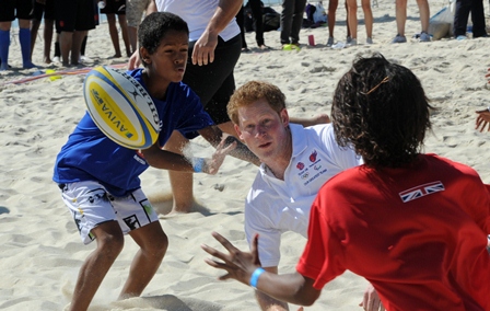 Prince Harry rugby with kids Getty Images