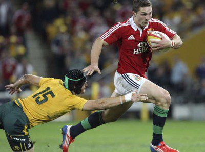 George North on his way to score.