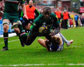 Miles Benjamin scored the first try of the match in Leicester's draw with Bath.