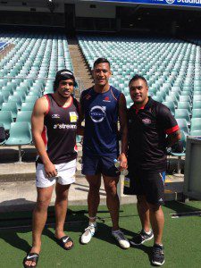 Izzy Folau and the boys from Poneke FC.