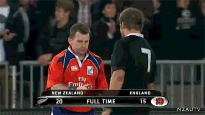For some reason Richie decided referee Nigel Owens deserved two handshakes.