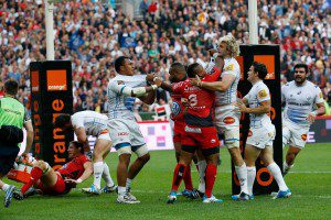 Tensions flared after Evans's try in Saturday's Top 14 final