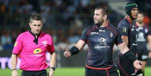 Toulouse hooker Corey Flynn reacts after being sent off in the Top 14 match at Bayonne