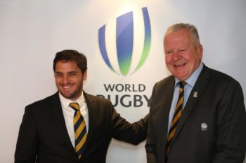 Former Argentina scrum-half and new WR VC Augustin Pichot and Former England lock and new WR Chair Bill Beaumont