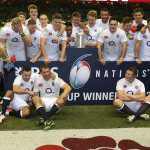 England celebrate their Calcutta Cup victory over Scotland