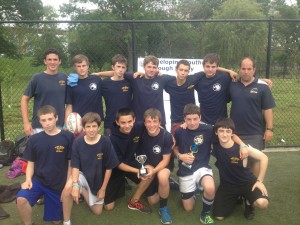 The Pelham U15 team received the Atlantic Cup after beating Bermuda and Luke Persanis (kneeling second from right) the man-of-the-match award.