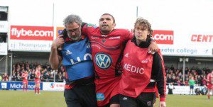 Bryan Habana was one of three Toulon players injured in the Heineken Cup champions' pool game against Exeter Chiefs at Sandy Park