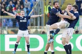 Scotland celebrated wildly after Weir's impressive drop-goal. 