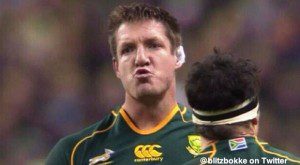 Love ya... Bakkies Botha blows a kiss at an opponent