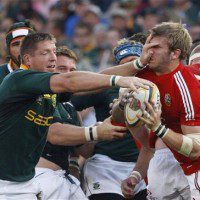 Take that... Botha in action for South Africa against the British Lions