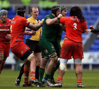 A messy match led to frustrations boiling over between Leicester and the London Irish. 