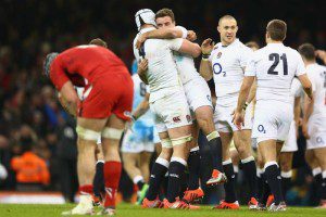 England celebrate their Six Nations victory over Wales