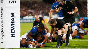 Julian Savea scores his first international try this year for New Zealand
