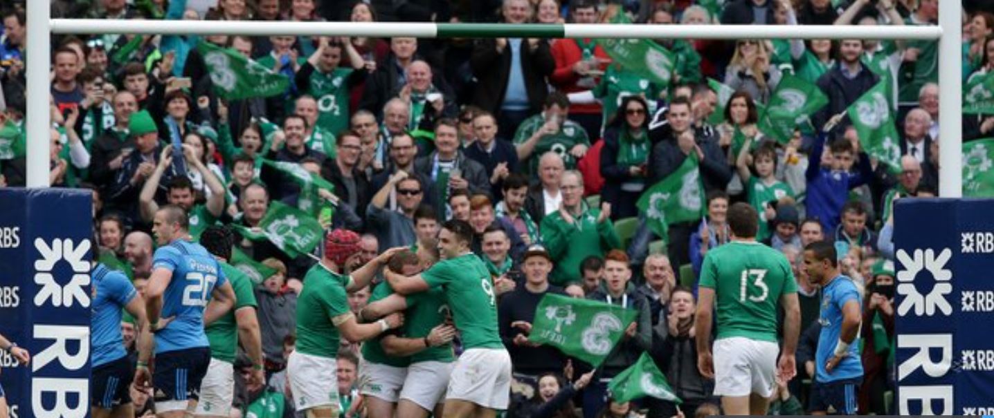 Ireland celebrate after hammering Italy