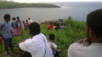On one of the outer Fiji islands, the only place that has TV reception. Thanks to Fiji Rain Man Alex for sending the pic