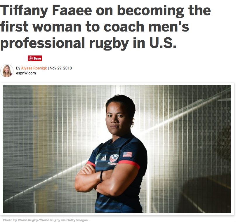 Rugby United New York Names Tiffany Faae'e Asst Coach. 1st Woman for Pro Men's Team