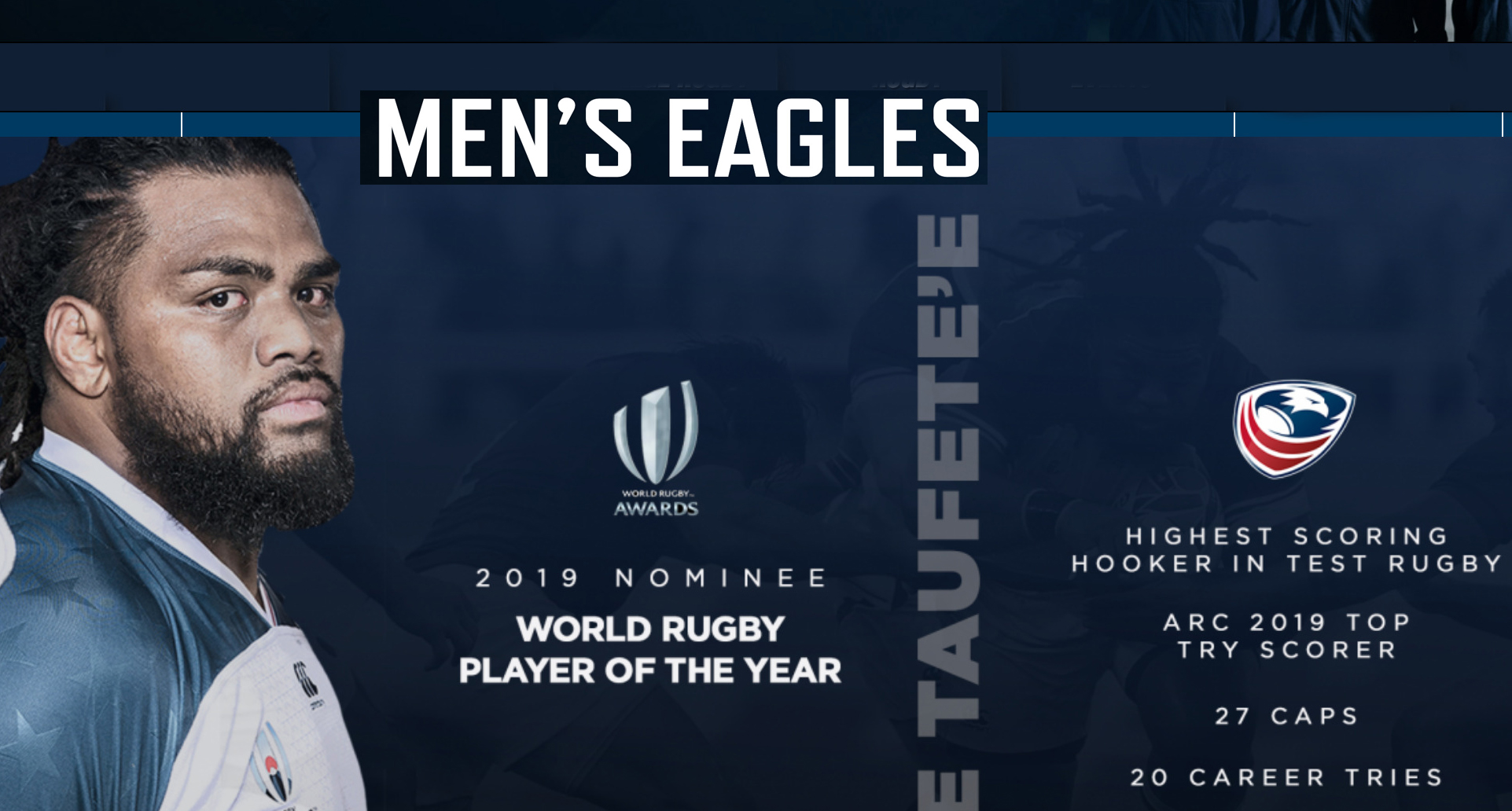 USA Eagle Joe Taufete’e, World Rugby Men’s Player of the Year